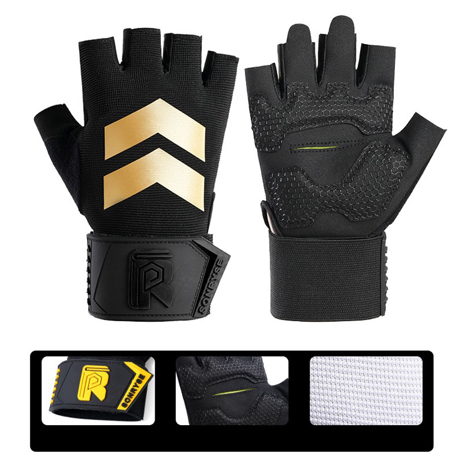 Weightlifting Gloves - Half finger fitness gloves with integrated