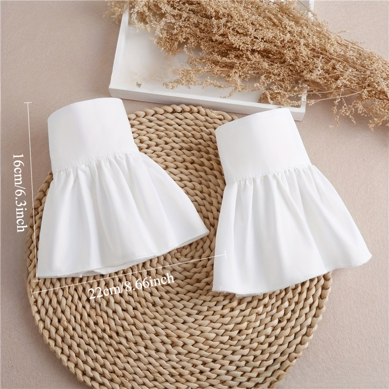 2pcs Ruffles Simple White Cuff - Wrist Wraps ulasan dan harga